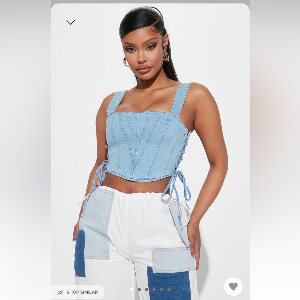 Denim corset top